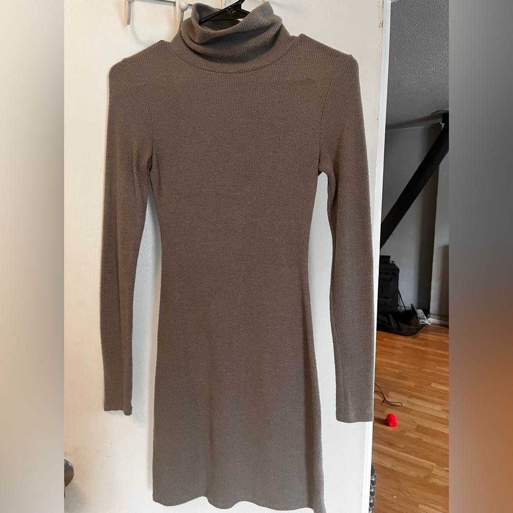 Turtle neck flattering sweater dress
